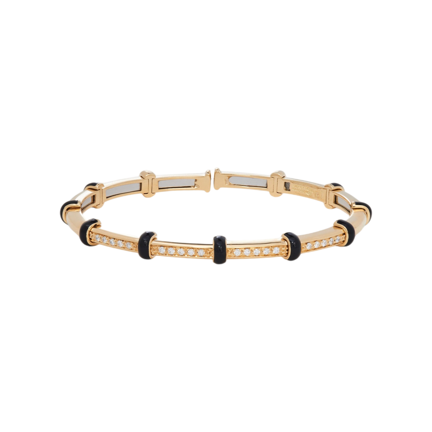 Black Enamel Carly Bracelet with Diamonds | Diamond with Black Enamel Stations / 6.2 in (15.75 cm) | Bracelets